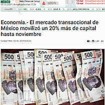 Economa.- El mercado transaccional de Mxico moviliz un 20% ms de capital hasta noviembre